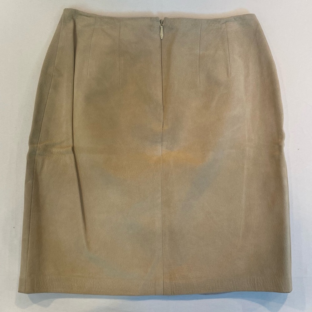 VTG 90s Laundry Shelli Segal Tan 100% Genuine Suede Halter Top & Mini Skirt Set - Picture 5 of 12